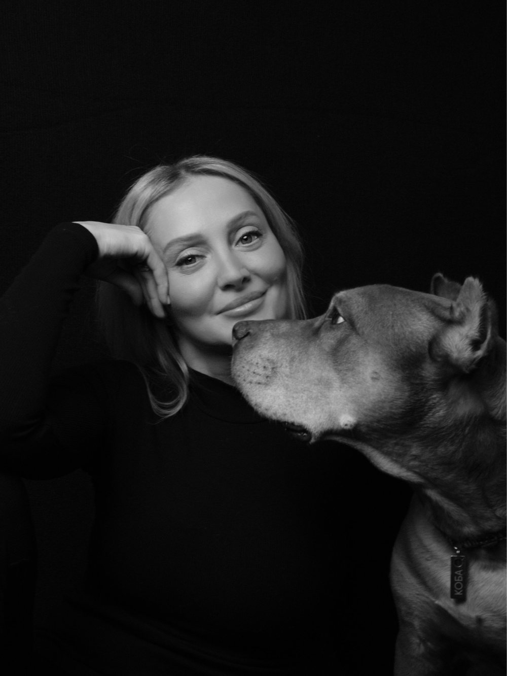 Milina Anikina with her dog Koba
